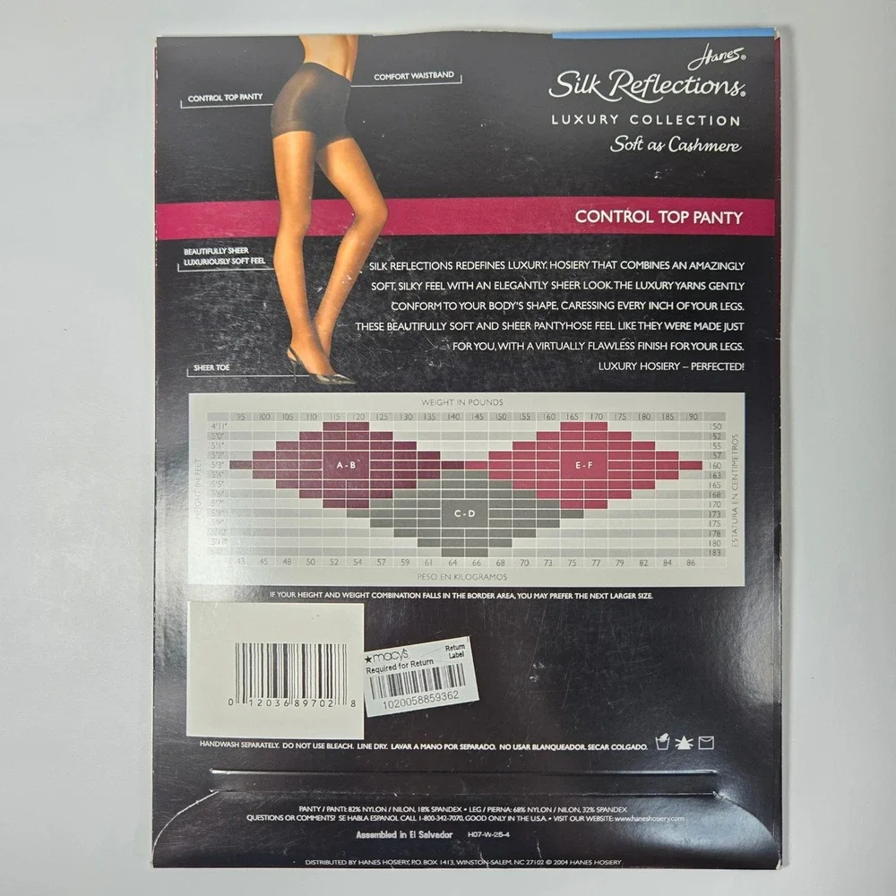 Hanes Silk Reflections Hosiery Bundle 4 Pairs Size CD Sheer Barely There Black